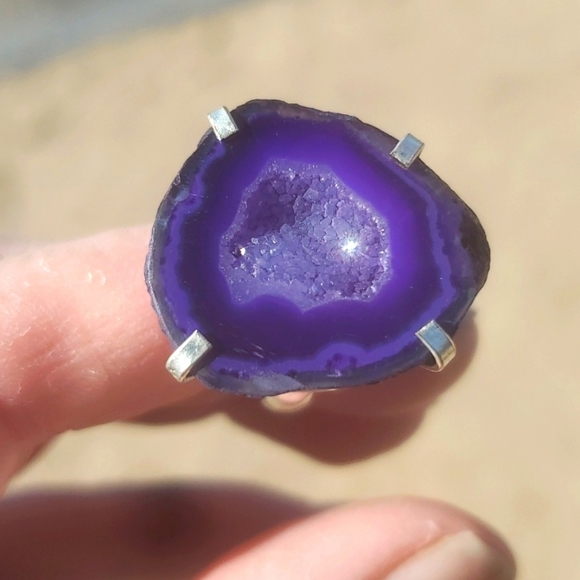 New Solar Quartz Agate Druzy 925 Silver Ring. - Picture 1 of 14